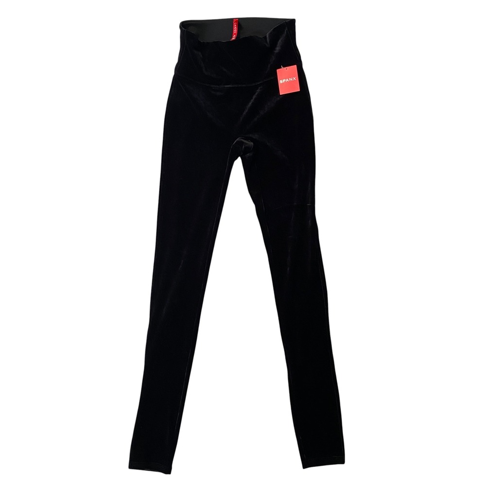 Spanx Black Velvet High Waisted Leggings Size Small Petite NWT
